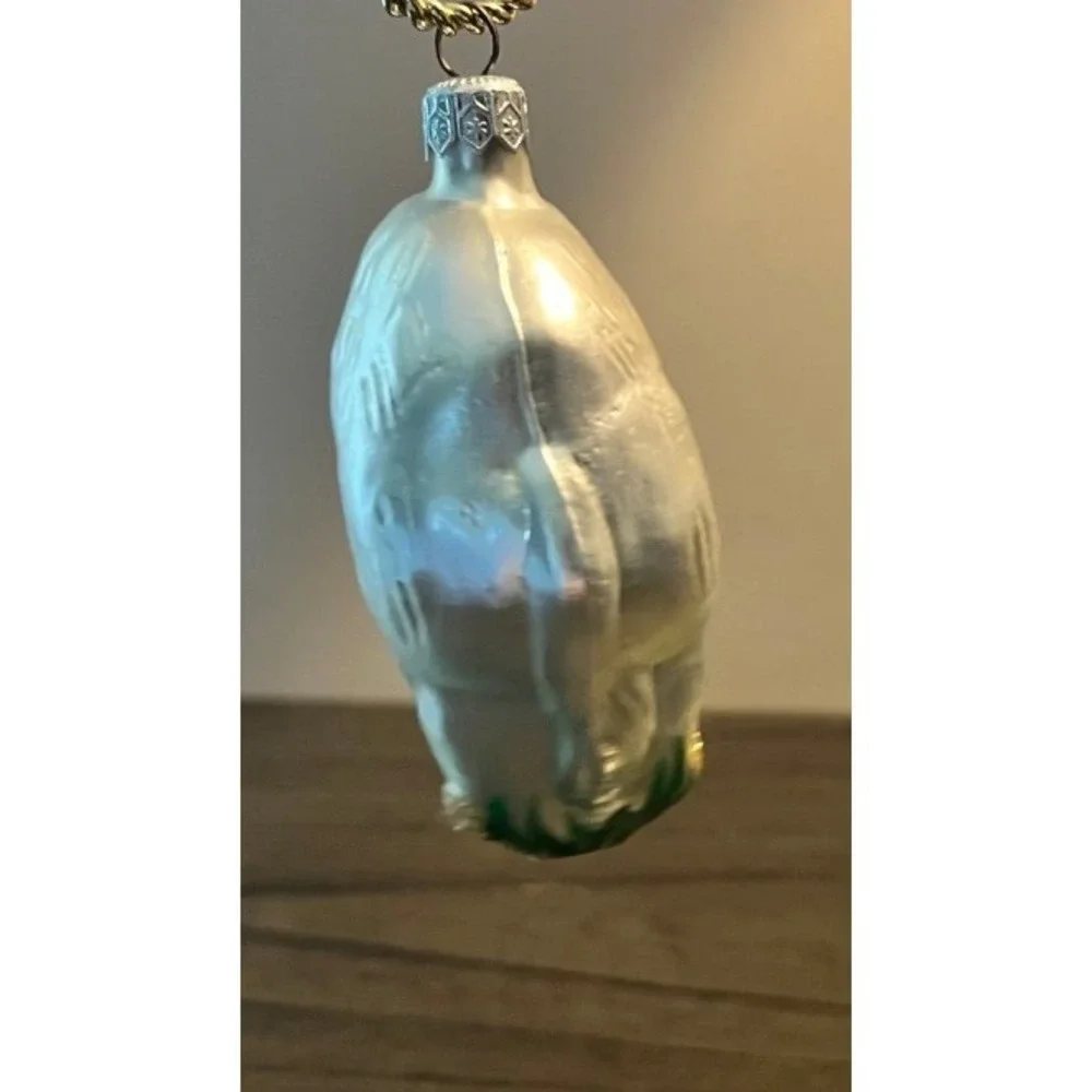 Vintage West Germany Hand Blown Glass Goat Christmas Ornament White Billy Goat